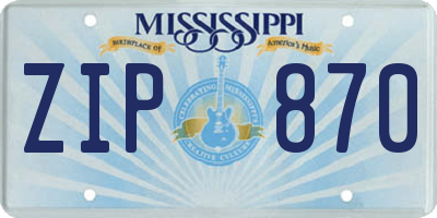 MS license plate ZIP870