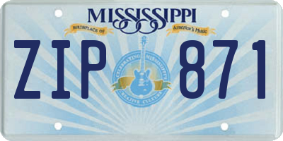 MS license plate ZIP871