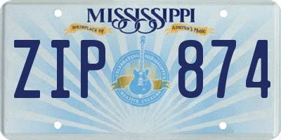 MS license plate ZIP874