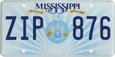 MS license plate ZIP876