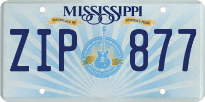 MS license plate ZIP877