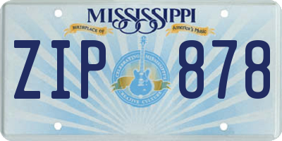 MS license plate ZIP878
