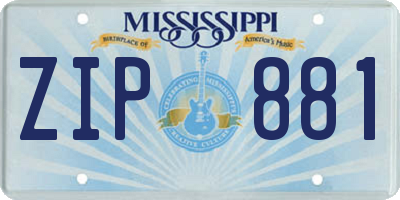 MS license plate ZIP881