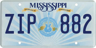 MS license plate ZIP882