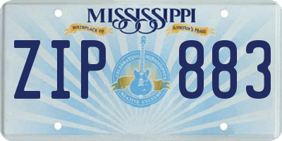 MS license plate ZIP883