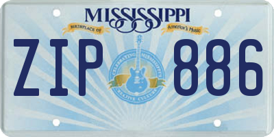 MS license plate ZIP886
