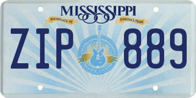 MS license plate ZIP889