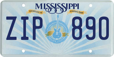 MS license plate ZIP890