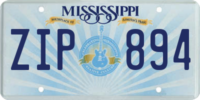 MS license plate ZIP894
