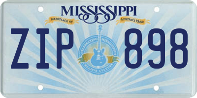 MS license plate ZIP898