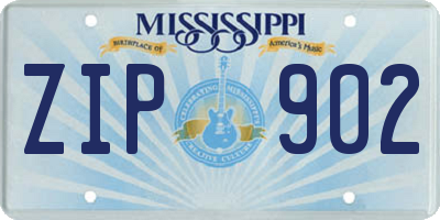MS license plate ZIP902