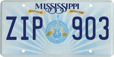MS license plate ZIP903