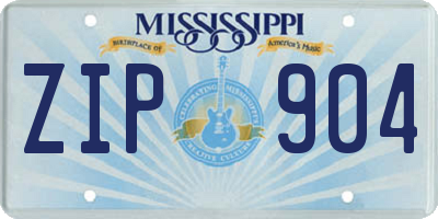 MS license plate ZIP904