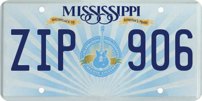 MS license plate ZIP906