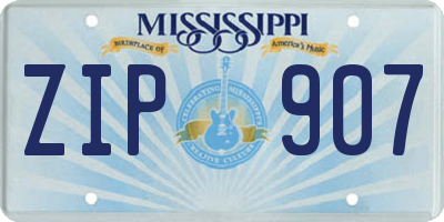 MS license plate ZIP907