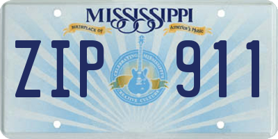 MS license plate ZIP911
