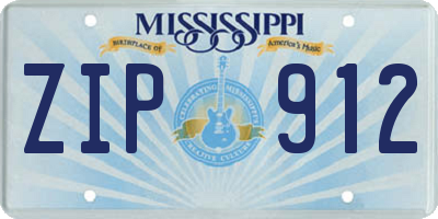 MS license plate ZIP912