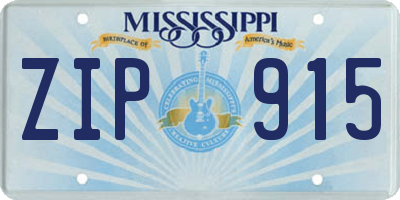 MS license plate ZIP915