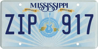 MS license plate ZIP917