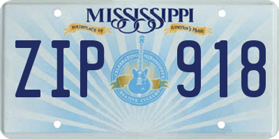 MS license plate ZIP918