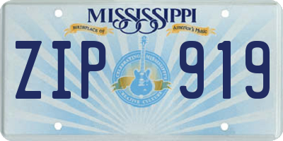 MS license plate ZIP919