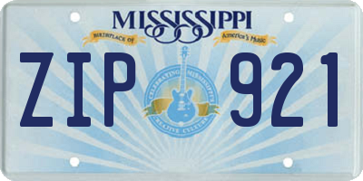 MS license plate ZIP921