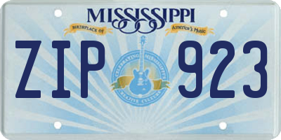 MS license plate ZIP923