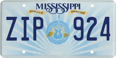 MS license plate ZIP924