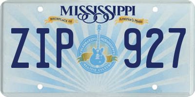 MS license plate ZIP927