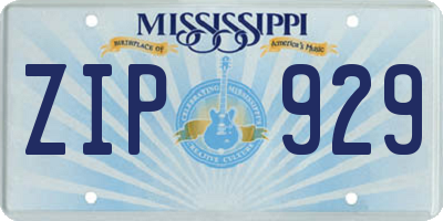 MS license plate ZIP929