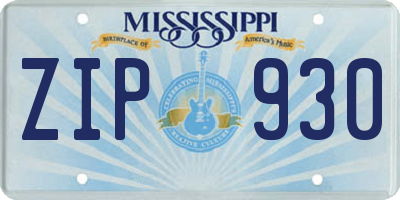MS license plate ZIP930
