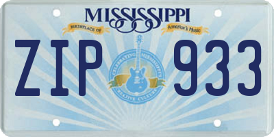 MS license plate ZIP933
