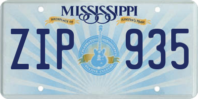 MS license plate ZIP935