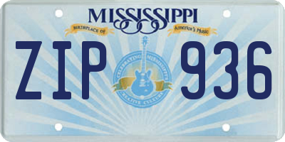 MS license plate ZIP936