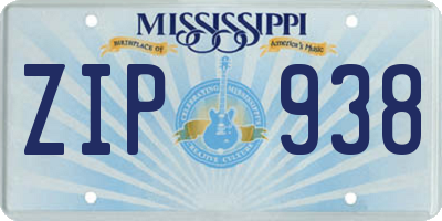 MS license plate ZIP938