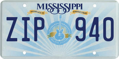 MS license plate ZIP940