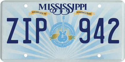 MS license plate ZIP942