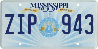 MS license plate ZIP943