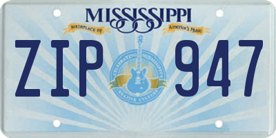MS license plate ZIP947