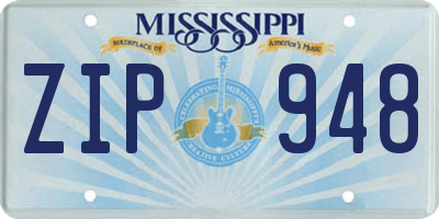MS license plate ZIP948