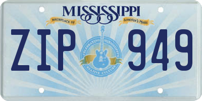 MS license plate ZIP949