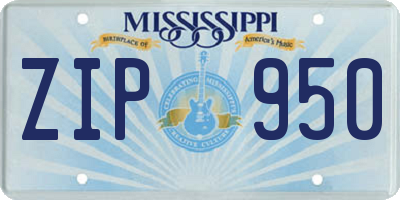 MS license plate ZIP950