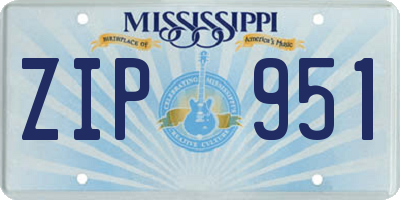 MS license plate ZIP951