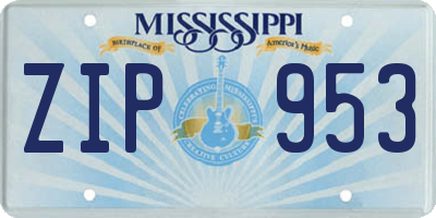 MS license plate ZIP953