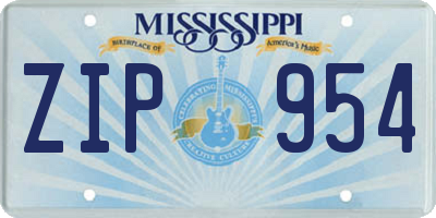 MS license plate ZIP954