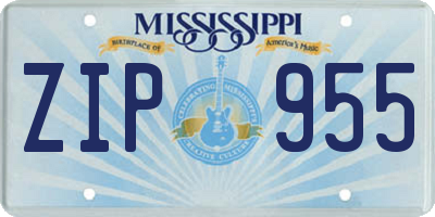 MS license plate ZIP955