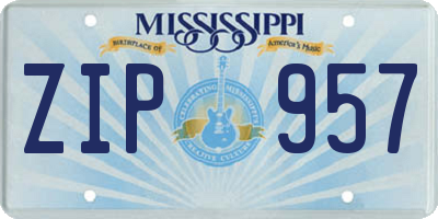 MS license plate ZIP957
