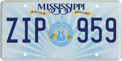 MS license plate ZIP959