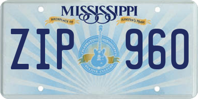 MS license plate ZIP960