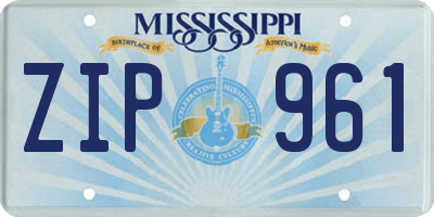 MS license plate ZIP961